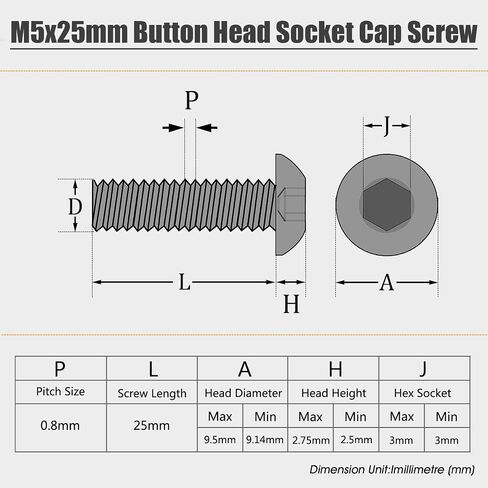 M6 Screws,M6x20mm Button Head Socket Cap Screw and Bolt, Stainless Steel Screws,Allen Hex Drive,Full Thread,Bright Finish,Coarse Thread 40Pcs in Kuwait