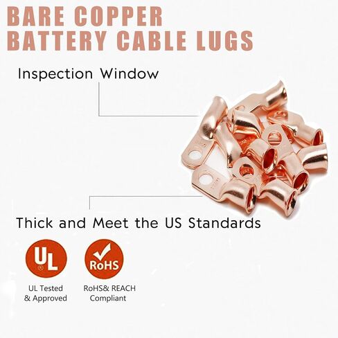 10 قطع من عروات الأسلاك النحاسية 8 قياس 8 AWG 3/8 بوصة أطراف حلقية نحاسية شديدة التحمل، كابل لحام عروة نحاسية مع مجموعة متنوعة من أنابيب الانكماش الحراري 10 قطع in Kuwait