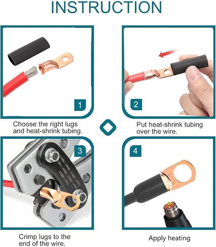 10 قطع من عروات الأسلاك النحاسية 8 قياس 8 AWG 3/8 بوصة أطراف حلقية نحاسية شديدة التحمل، كابل لحام عروة نحاسية مع مجموعة متنوعة من أنابيب الانكماش الحراري 10 قطع in Kuwait