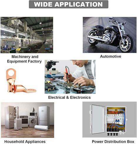 10 قطع من عروات الأسلاك النحاسية 8 قياس 8 AWG 3/8 بوصة أطراف حلقية نحاسية شديدة التحمل، كابل لحام عروة نحاسية مع مجموعة متنوعة من أنابيب الانكماش الحراري 10 قطع in Kuwait