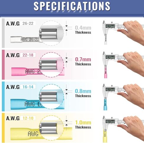 150 قطعة من موصلات المؤخرة المنكمشة بالحرارة باللون الأزرق 16-14 AWG-مصقولة من النحاس الأحمر البحري من الدرجة البحرية - موصلات لصق الأسلاك - موصلات كهربائية مقاومة للماء للبحرية والقوارب والاستريو in Kuwait