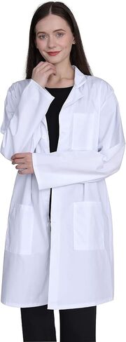 GOQUCHEP Professional Lab Coat for Women, Full Sleeve Cotton Blend Long Medical Coat，White, Unisex in Saudi Arabia