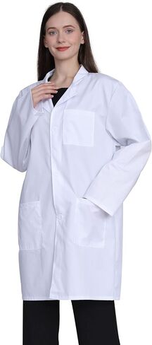 GOQUCHEP Professional Lab Coat for Women, Full Sleeve Cotton Blend Long Medical Coat，White, Unisex in Saudi Arabia
