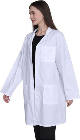 GOQUCHEP Professional Lab Coat for Women, Full Sleeve Cotton Blend Long Medical Coat，White, Unisex in Saudi Arabia