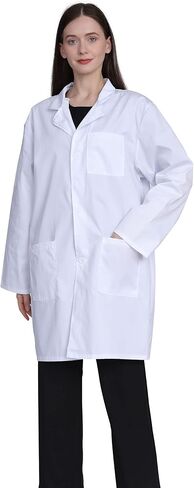 GOQUCHEP Professional Lab Coat for Women, Full Sleeve Cotton Blend Long Medical Coat，White, Unisex in Saudi Arabia