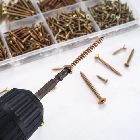 مجموعة متنوعة من براغي الخشب، 422 قطعة من مسامير اللوح ذات الرأس المسطح، مجموعة براغي متنوعة ذاتية التنصت لخزانة أثاث الحوائط الجافة الخشبية، لون الزنك، 8 أحجام مختلفة in Kuwait