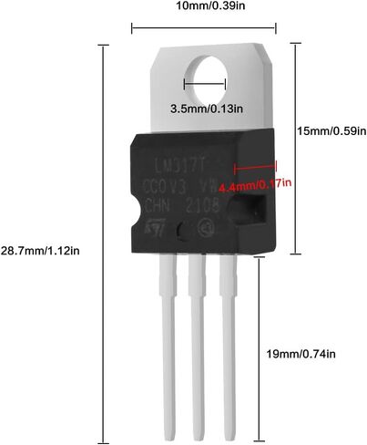 Micro Traders 10pcs LM317 LM317T 3-Terminal Adjustable Voltage Regulators 1.2-37V 1.5A TO-220 Package for Electronic DIY Project Applications in Saudi Arabia