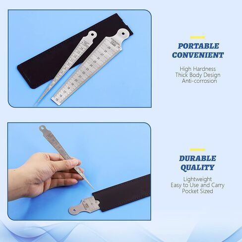 Glarks 3Pcs Inch & Metric Taper Gage Set 1-15mm(1/32-5/8inch), 15-30mm(5/8-1-3/16inch), 30-45mm(1-3/16-1-3/4inch) Stainless Steel Gap Hole Taper Welding Gauge for Measuring Cylindrical Bores in Saudi Arabia