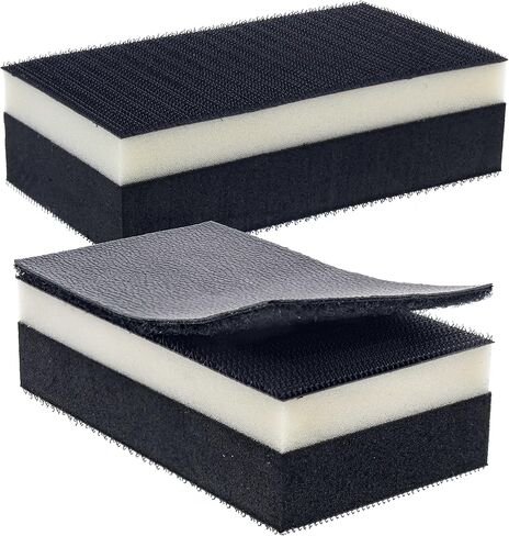 Dura-Gold Pro Series Rectangle 5" x 2-3/4" Dual Density 2 Sided EVA Sanding Block, Hook & Loop Backing, 2 Pack - PSA Sandpaper Conversion Adapter Pad - Automotive Paint Prep Sand Woodworking Furniture in Saudi Arabia