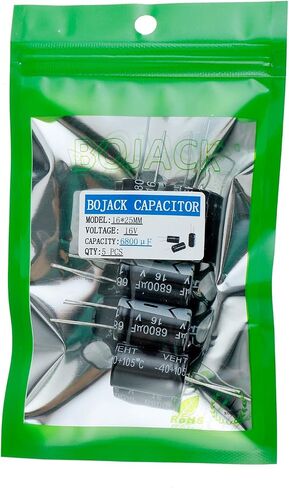 BOJACK 16X25 mm 6800 uF 16 V 6800 MFD ±20% Aluminum Electrolytic Capacitors(Pack of 5 Pcs) in Saudi Arabia