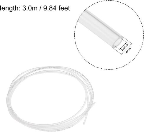 uxcell Nylon Line Hose Tube, 4mm(0.15") ID x 6mm(0.23") OD 3 Meter 9.8ft PA6 Nylon Tube Pneumatic Air Brake Tubing for Fluid Transfer Translucent in Saudi Arabia