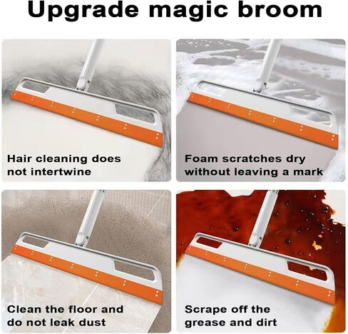 Floor Squeegee Broom for Water and Pet Hair Sweeper Wiper Silicone Broom Rubber Multifunction Magic Broom with 4-in-1 Long Handle in Kuwait
