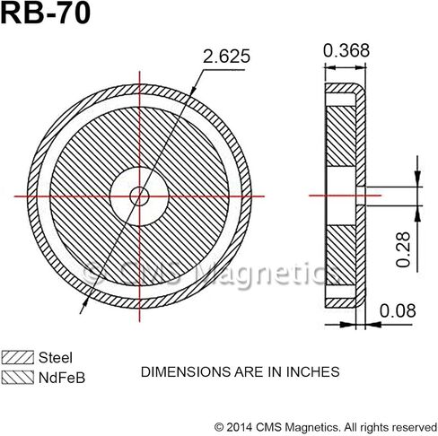 CMS Magnetics - (3 Ct, 2.65" Dia) Powerful Cup Magnet, Ceramic Round Base with Mounting Hole, 80 lb Holding Power in Saudi Arabia