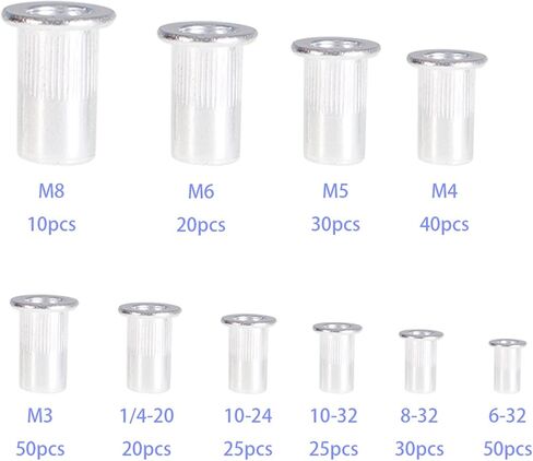 kimllier 300Pcs Rivet Aluminum Nuts Assortment Kit Rivet Set Nuts 150 Metric 150 SAE in Saudi Arabia