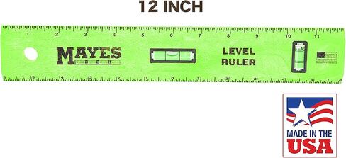 Mayes 10744 قاعدة مستوى البوليسترين، أداة تسوية 48 بوصة، حافة مستقيمة، قياسات سهلة القراءة للمركز، مع قوارير راسيا ومستوى، أخضر in Kuwait
