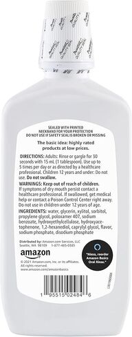 Amazon Basics Dry Mouth Oral Rinse, Alcohol Free, Mint, 16 Fluid Ounces, 1-Pack (Previously Solimo) in Kuwait