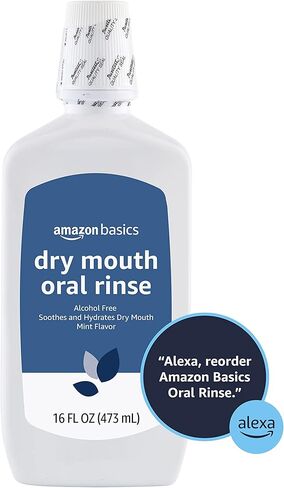 Amazon Basics Dry Mouth Oral Rinse, Alcohol Free, Mint, 16 Fluid Ounces, 1-Pack (Previously Solimo) in Kuwait