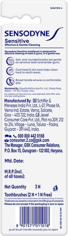 Sensodyne Sensitive Toothbrush Soft Sensitive Teeth, 3 Count (Pack of 2) in Saudi Arabia