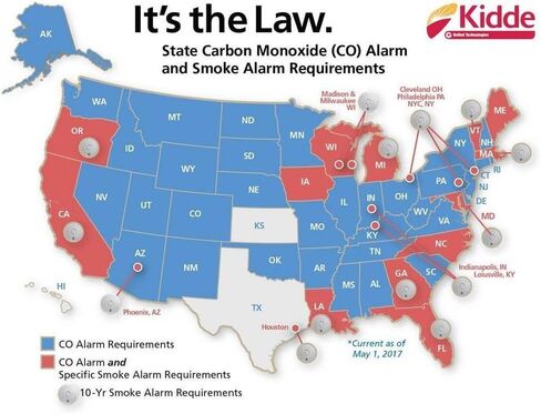 إنذار كاشف أول أكسيد الكربون بدون قلق من Kidde مع بطارية محكمة الغلق لمدة 10 سنوات | الموديل C3010 in Kuwait