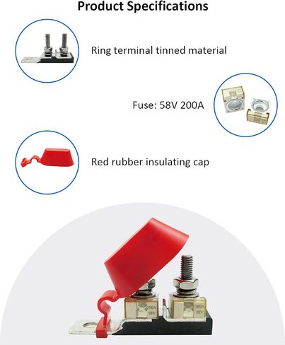 MRBF Terminal Fuse Block with Fuse, Single Stud 5/16" (M8) Compact Marine Rated Battery Fuse, 200A 58V DC Maximum in Kuwait