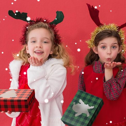 Cholemy 60 قطعة من صناديق كب كيك عيد الميلاد مع نافذة عطلة عيد الميلاد كوكيز علب مع أغطية لتقديم الهدايا في عيد الميلاد الجاموس منقوشة حلوى الهدايا الجيدة حاويات الطعام لصالح الحفلات، 8 × 6 × 2.5 بوصة in Kuwait