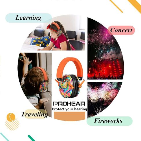 PROHEAR 032 حماية الأذن للأطفال - أغطية أذن لسماعات الرأس المانعة للضوضاء للتوحد والأطفال الصغار والأطفال - برتقالي in Kuwait