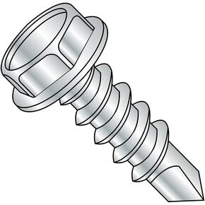 Steel Self-Drilling Screw, Zinc Plated Finish, Hex Washer Head, Hex Drive, #2 Drill Point, #8-18 Thread Size, 3/8" Length (Pack of 100) in Saudi Arabia