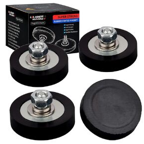 ULIBERMAGNET Rubber Coated Magnet,40LB Mounting Magnets with M6 Male Thread Stud, Anti-Scratch Strong Neodymium Magnetic Base for Camera, Signal Lights and Tools (4 Pack)