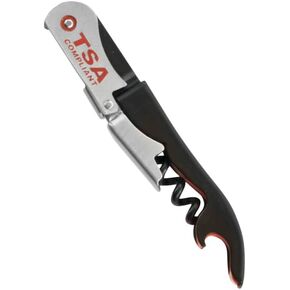 TSA Compliant Corkscrew Bottle Opener, Black Double Hinged, Stainless Steel Wine Key (1 Pack) in Saudi Arabia