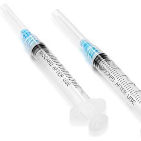 1ml Disposable Luer Lock Syringes with 25G 1 Inch Needle Individual Package - Pack of 20
