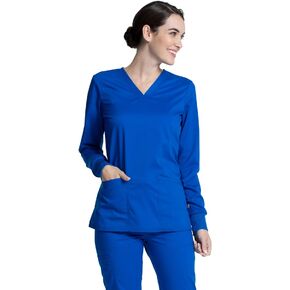 Cherokee Women Scrubs Top Workwear Revolution Tech Long Sleeve V-Neck WW855AB