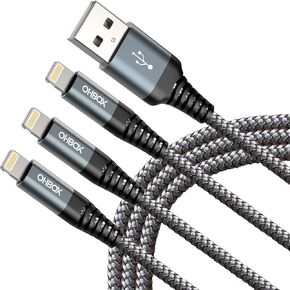 ohbox Short iPhone Charger Cable 3Pack 12 inch Lightning Cable 1FT iPhone Charging Cord Compatible with iPhone 14/13/12/11/Pro/Max/Mini/X/Plus/8/7/6/5S/SE/Plus/iPad