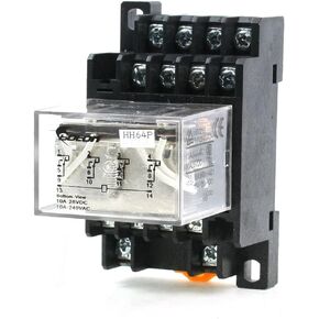 Uxcell 35mm DIN Rail DC 12V Coil 4PDT 14P LY4NJ مرحل الطاقة للأغراض العامة مع قاعدة، أسود in Saudi Arabia