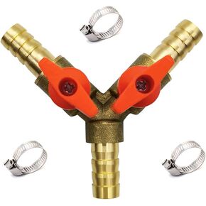 Hooshing 2PCS 3 Way Shut Off Ball Valve, 5/16" Hose Barb 2 Switch Brass Y Shaped Valve with Stainless Clamps in Saudi Arabia