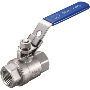 1/2" NPT, Stainless Steel 2PC Ball Valve - Full Port, 1000 WOG for Water, Oil, and Gas with Locking Handle