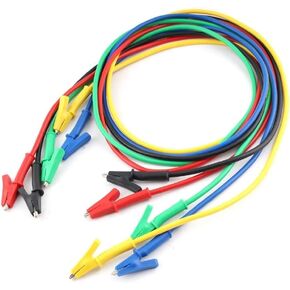 مقاطع التمساح Eiechip الكهربائية، شرائح التمساح مع كابل اختبار الأسلاك مقاطع مزدوجة الأطراف، مقاطع التمساح كابل اختبار معزول 5 ألوان 5 قطع 45 بوصة in Kuwait