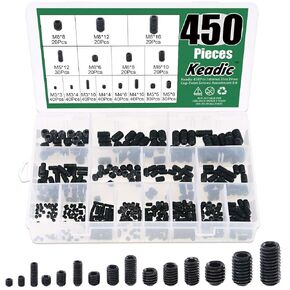 Keadic 420Pcs Internal Hex Drive Cup-Point Screws Assortment Kit with Plastic Case, 304 Stainless Steel, 15 Sizes M3/4/5/6/8 (Metric)