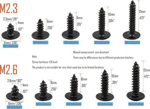 LBY 1000pcs M2.3 M2.6 Truss Head Self Tapping Screws, Wafer Head Screws, Pan Head with Washer Screw 10 Sizes Self Tapping Screws Assortment Kit, Carbon Steel (Blacking) in Saudi Arabia