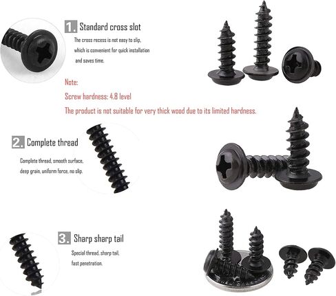LBY 1000pcs M2.3 M2.6 Truss Head Self Tapping Screws, Wafer Head Screws, Pan Head with Washer Screw 10 Sizes Self Tapping Screws Assortment Kit, Carbon Steel (Blacking) in Saudi Arabia