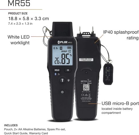 FLIR MR55 - مقياس رطوبة مزود بتقنية Bluetooth لمشاركة البيانات بشكل فوري عبر تطبيق FLIR Tools® Mobile. in Kuwait