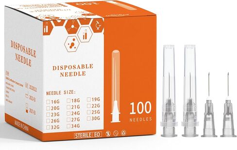 أدوات مختبر Luer Lock 27 جرام 1/2 بوصة 13 مم، 100 حزمة ملفوفة بشكل فردي (27 جرامًا) in Kuwait