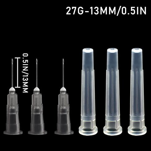أدوات مختبر Luer Lock 27 جرام 1/2 بوصة 13 مم، 100 حزمة ملفوفة بشكل فردي (27 جرامًا) in Kuwait