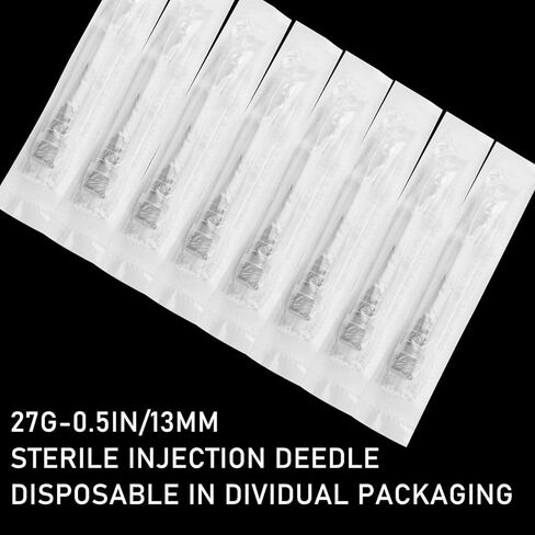 أدوات مختبر Luer Lock 27 جرام 1/2 بوصة 13 مم، 100 حزمة ملفوفة بشكل فردي (27 جرامًا) in Kuwait