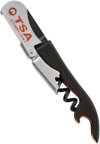 فتاحة زجاجات المفتاح المتوافقة مع TSA، مفصلات سوداء مزدوجة، مفتاح النبيذ من الفولاذ المقاوم للصدأ (عبوة واحدة) in Saudi Arabia