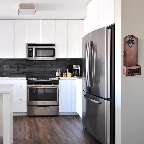 سيفيت فتاحة زجاجات خشبية مع غطاء جامع، فتاحة زجاجات بيرة مثبتة على الحائط من الخشب العتيق، هدية مثالية للرجال ومحبي البيرة، فتاحة ديكور البار in Kuwait