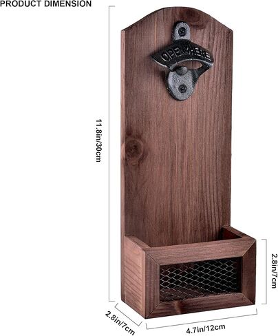 سيفيت فتاحة زجاجات خشبية مع غطاء جامع، فتاحة زجاجات بيرة مثبتة على الحائط من الخشب العتيق، هدية مثالية للرجال ومحبي البيرة، فتاحة ديكور البار in Kuwait