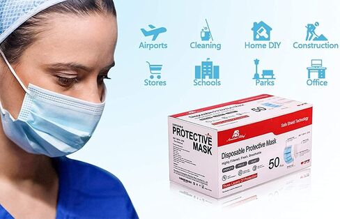 2000 PCS Wholesale Bulk Disposable Face Mask (40 Packs, 50pcs/Pack), 3-Layers Breathable Face Masks with Adjustable Earloop for Business PPE in Saudi Arabia