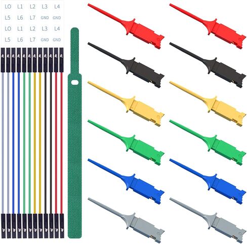 Goupchn SMD IC اختبار هوك كليب 12 قطعة مع أسلاك توصيل معززة من السيليكون موصلات اختبار عدة للاختبار الكهربائي 6 ألوان in Saudi Arabia