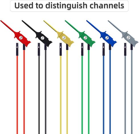 Goupchn SMD IC اختبار هوك كليب 12 قطعة مع أسلاك توصيل معززة من السيليكون موصلات اختبار عدة للاختبار الكهربائي 6 ألوان in Saudi Arabia