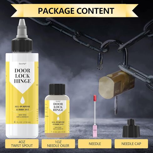 مجموعة زيوت تشحيم لمفصلات الباب | مجموعة ابرة 4 اونصة + 1 اونصة، زيت تشحيم مفصل الباب المطور، زيت تشحيم طويل الامد للابواب والمفصلات والقفل والادوات والدراجات من كيو سي شيب in Kuwait